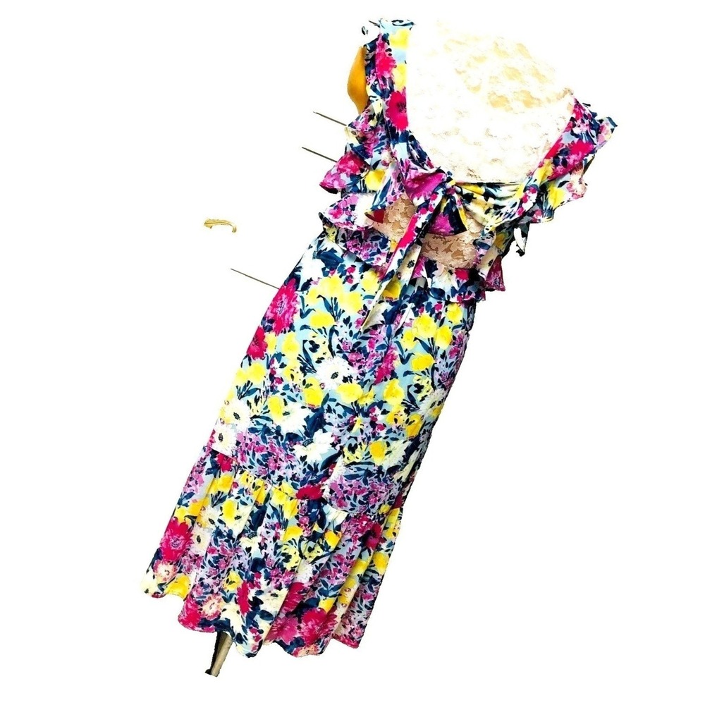 LC Lauren Conrad Babydoll Maxi Dress Ruffles Open Back Fairy Coquette Womens S
